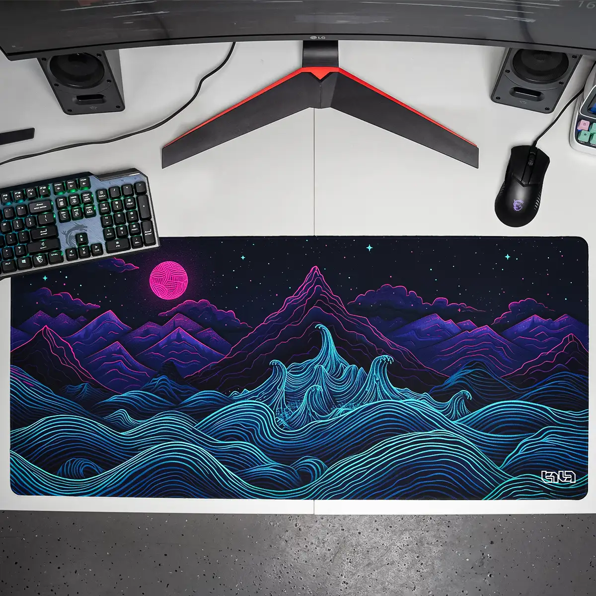 Podkładka pod Mysz Retrowave Mountains - Image 7